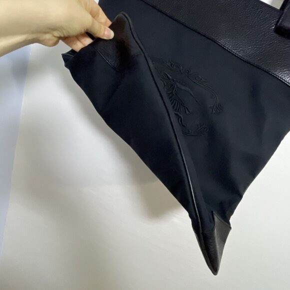 BURBERRY Black Canvas Leather Logo BSX Stowell Travel Tote Bag Purse - Picture 10 of 16